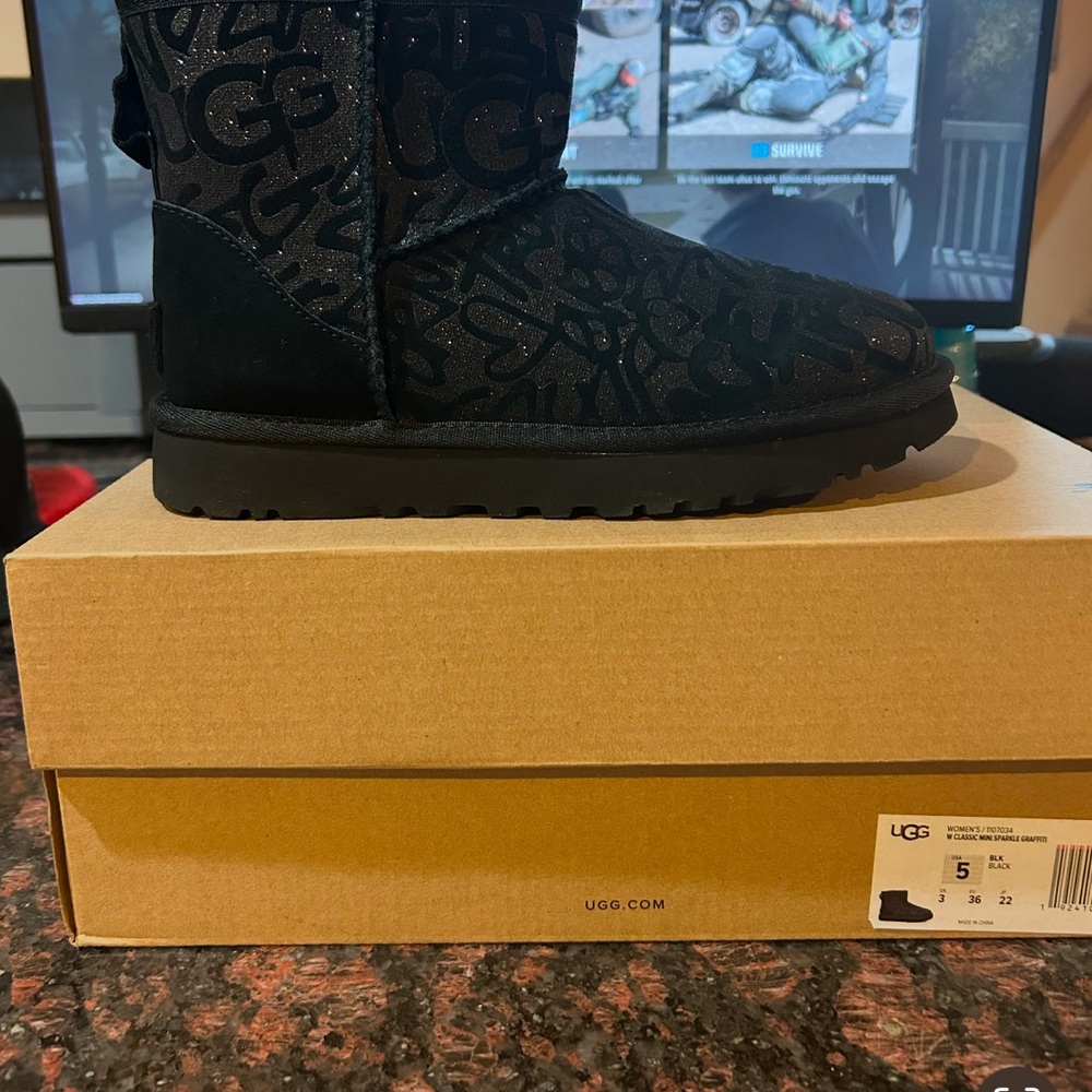 UGG Black Patterned Boots